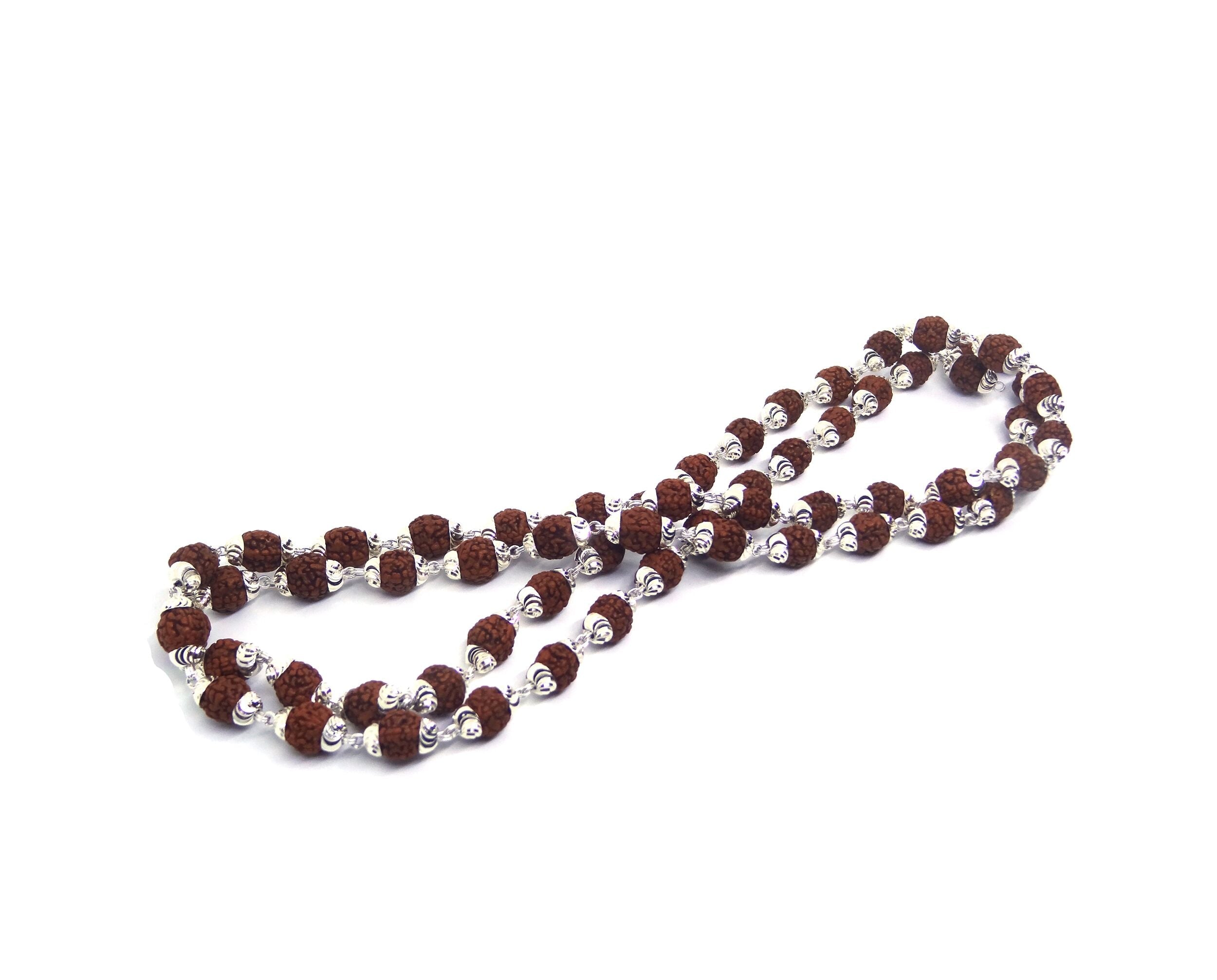 5 Mukhi Rudraksha Mala In Silver