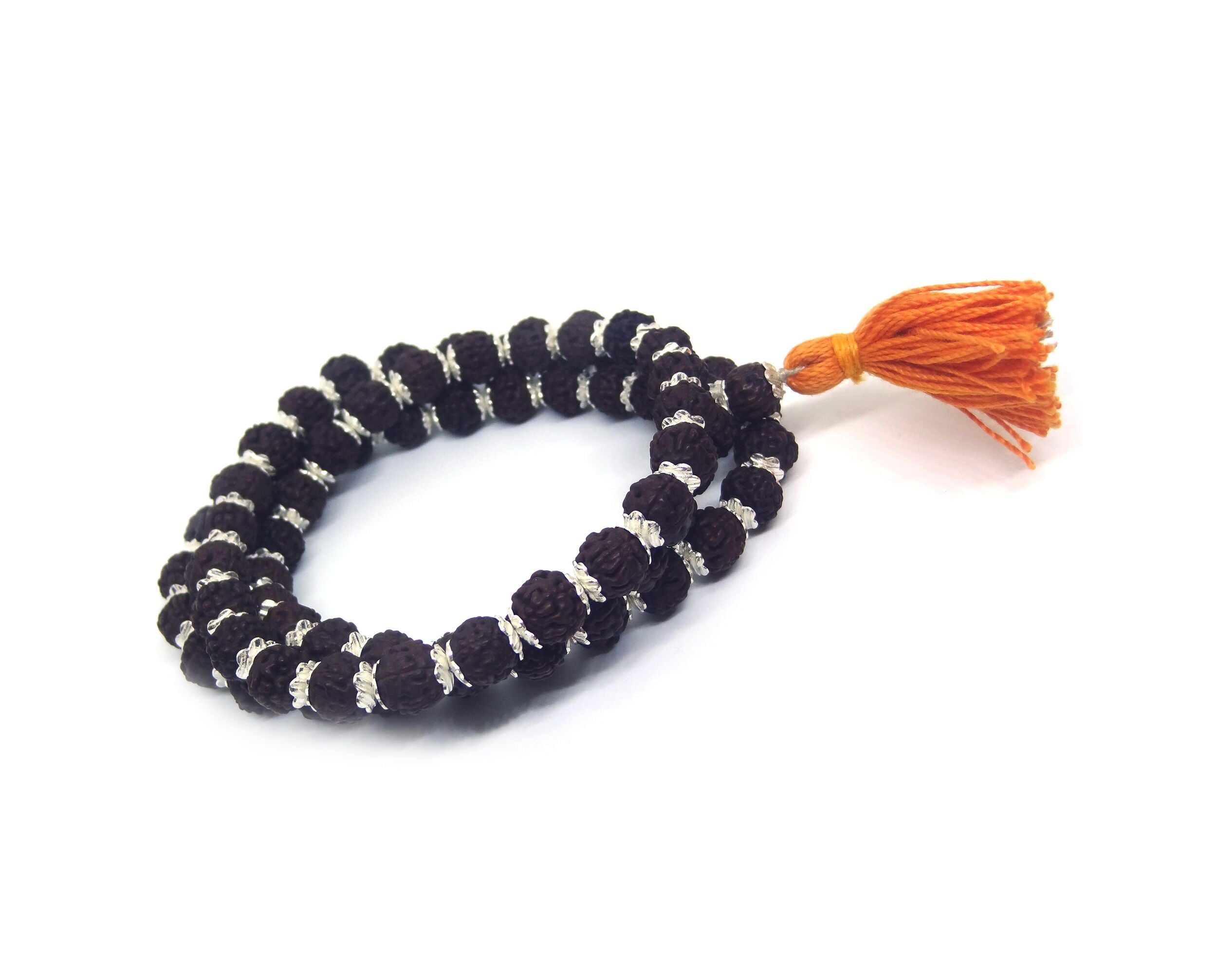 Rudraksha Mala 72 +1 Beads in Silver Caps